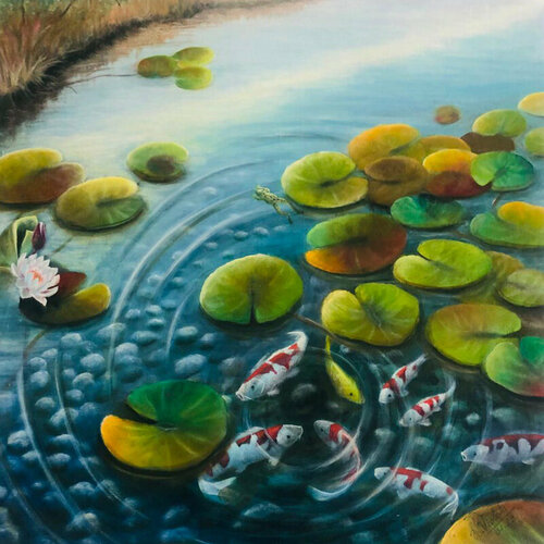 Karner Violeta Florentina | Koi Teich, 2021 50x50 cm, Öl Euro 300,–