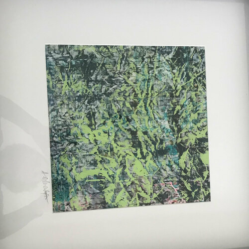 Andrea Ochsenhofer | NR 2 GREEN + …. 52/52  Acryl/Webe Passepartout schwarz gerahmt 2018 Euro 400,–