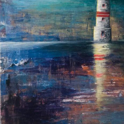 Karner Violeta Florentina | Der Leuchtturm, 2022 30x60 cm, Acryl/Öl Euro 220,–